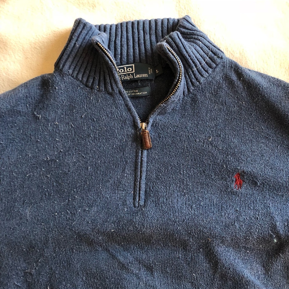 Polo by Ralph Lauren quarter zip blue sweater used